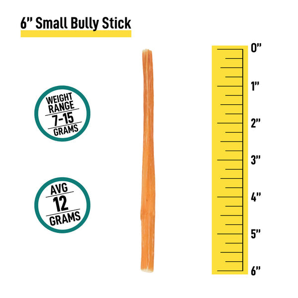 Thin Bully Sticks for Dogs - 6 Inch - 6 and 12 Count - Best Dog Chews and Treats