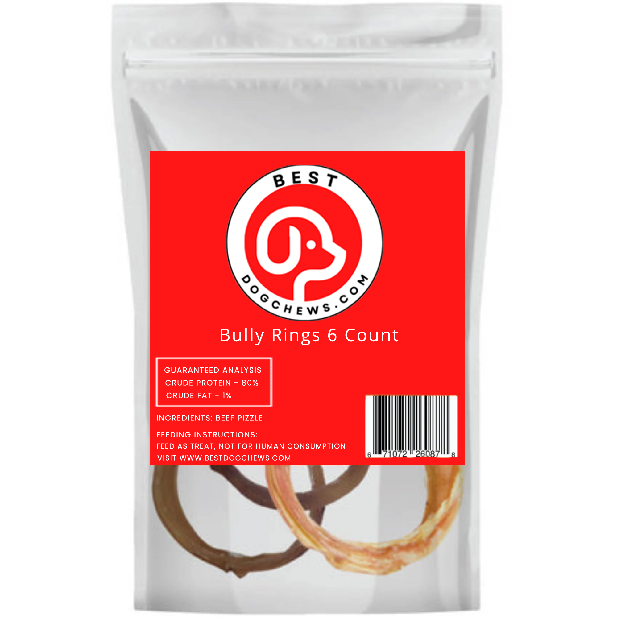 Bully Stick Rings for Dogs - 6 Count 4 inch - Best Dog Chews and Treats