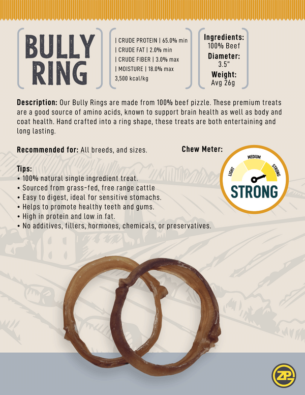 Bully Stick Rings for Dogs - 6 Count 4 inch - Best Dog Chews and Treats